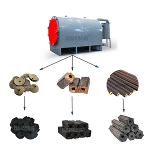 Ligne complète de machines à briquettes de charbon de coco, incluant un four de carbonisation en acier inoxydable, un broyeur, un mélangeur et un moteur AC - Product Image 2