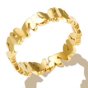 Di alta qualità elegante anello a farfalla dorato <span class=keywords><strong>per</strong></span> donna placcato in <span class=keywords><strong>oro</strong></span> carino dolce anniversario anello nuziale gioielli in acciaio inossidabile - Product Image 1
