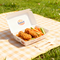 Boîte d'emballage en papier pour aliments de qualité alimentaire, personnalisée, pour poulet frit, riz, hamburgers, frites, nachos, salades, poisson et frites, à emporter