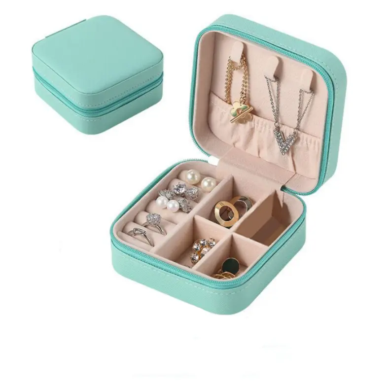 TS Mini caja de almacenamiento de joyería portátil Popular organizador de joyería de viaje caja de almacenamiento mujeres anillo collar pulsera PU joyero
