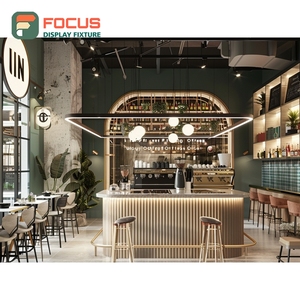 Commercial Coffee Service <b>Counter</b> Front Checkout Zone Condiment Shelf Cafe Service <b>Counter</b> - Product Image 3