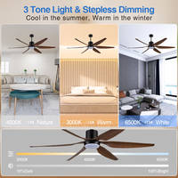 Ventilateur de plafond contemporain noir de 65 pouces avec télécommande, moteur BLDC et éclairage LED à économie d'énergie pour salon résidentiel