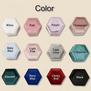 Caja de Almacenamiento de Terciopelo, Caja Hexagonal Personalizada para Anillos de Boda con Nombre, Estuche para Joyas de Compromiso para Ella - Product Image 5