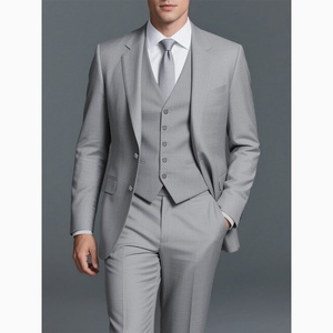 Trajes de Novio de Dos Piezas en Negro y Gris, Diseño Nuevo, Transpirables, para Padrinos de Boda - Product Image 1