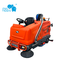 Mini autolaveuse autoportée Hippo avec balayeuse, machine de nettoyage de sols industrielle pour grandes surfaces commerciales