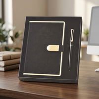 Ensemble cadeau de carnet noir haut de gamme et stylo, kit de journal d'affaires avec fermeture magnétique