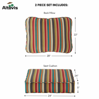 Coussin d'assise profond pour canapé de jardin d'hôtel Coussins à rayures pour chaise d'extérieur en mousse haute densité avec attache