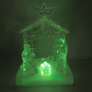 Statue de la Sainte Famille en acrylique transparent personnalisée de 11 pouces, illuminée, décoration de table religieuse - Product Image 5