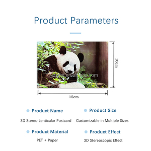 Cartes postales lenticulaires 3D personnalisées imperméables, effet de profondeur 3D, carte <span class=keywords><strong>Panda</strong></span>, design animal et paysage, souvenirs de voyage, cadeaux promotionnels - Product Image 4