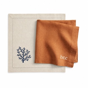 Nappe de table de luxe en lin pur français 100% avec broderie, sets de table et serviettes en lin brodés pour hôtels et festivals - Product Image 2
