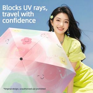 ร่มพับ 5 ตอน แบบมีซี่คู่ พิมพ์ลายดิจิตอล เคลือบสีดำ ป้องกันรังสียูวี พร้อมช่องใส่ของ สำหรับผู้หญิง สาวๆ ของขวัญทางธุรกิจ รับทำโลโก้ OEM - Product Image 2