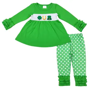 Manica lunga autunnale di alta qualità sSt. Patrick verde abiti per bambini vestiti per ragazze set di vestiti per bambini
