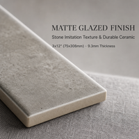 Carreaux de céramique rectangulaires à jet d'encre 75x308mm mats ACCENTS antibactériens pour murs et sols, antidérapants, imitation pierre, texture moderne