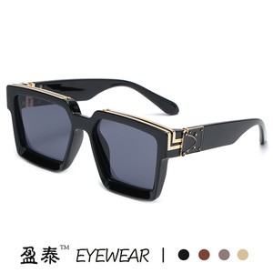 Yingtai Eyewear <b>Square</b> <b>Frame</b> Sunglasses UV400 Plastic Metal Unisex Fashionable Street Style - Product Image 5