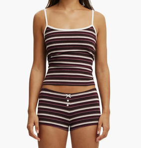 Conjunto de Camisola a Rayas de Moda al por Mayor, 2 Piezas, Ropa de Dormir para Mujer, Conjunto de Camiseta sin Mangas y Pantalones Cortos, Pijamas, Ropa de Dormir para Mujer de Talla Grande - Product Image 4