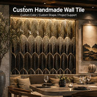 Carrelage Céramique Effet Plume Métallique Laqué Style Industriel en Laiton, Décoration Murale 3D Feuille pour Bar, Restaurant, Café, Fond ou Dosseret