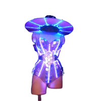 Costumes lumineux LED pour femmes, style européen et américain, en polyester et élasthanne, pour bars nocturnes, fluorescents, sexy, pour DJ, chanteuses, soirées disco