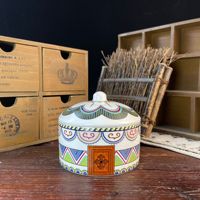 Bol à soupe mongol avec couvercle, en céramique émaillée, style yourte, artisanat ethnique, vaisselle d'hôtel