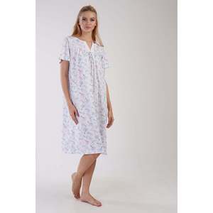 Chemise de nuit à manches courtes pour femme Analie, classique, tissée, douce, turquoise - Product Image 5