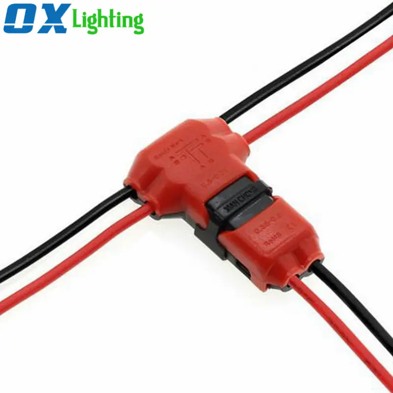 Cable Clamp Connector Red T Shape 2 Ways Non Peeling Quick 18-24 Wire Connector