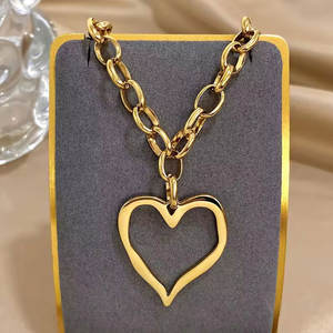 Dainty 14k 18k PVD Gold Plated 316L Stainless Steel Women's Charm <b>Necklace</b> Fine Jewelry Big Heart <b>Statement</b> <b>Necklace</b> For Women - Product Image 1