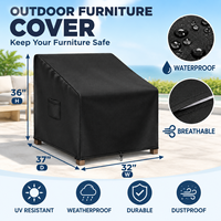 Housse de protection rectangulaire pour mobilier d'extérieur, en tissu Oxford imperméable, anti-UV, coupe-vent, anti-poussière, anti-neige, avec cordon de serrage pour fauteuil de patio