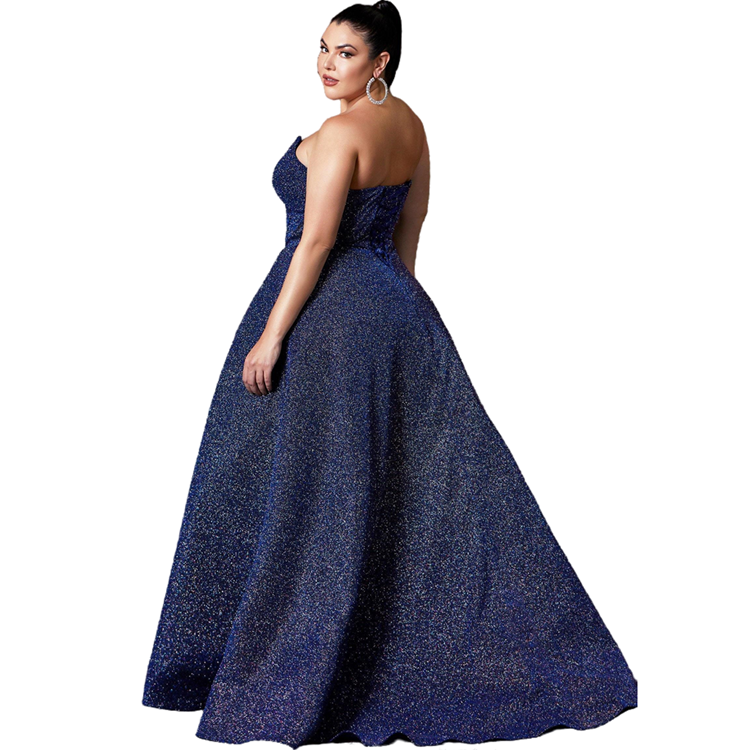 2020 Guanzhou wholesale Luxury plus size maxi club plus size vestidos de gala azul marino slit evening dress for women