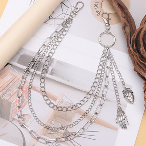 Chaîne de taille multicouche pour femme Yueli, pendentif squelette en alliage de zinc, chaîne de corps tendance hip-hop pour soirée, blanc K - Product Image 4