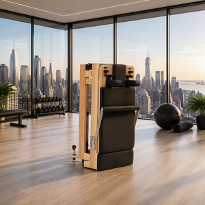 Cama de Pilates <span class=keywords><strong>Plegable</strong></span> de Roble Macizo, Certificada por la CE, Máquina de Entrenamiento Multiusos <span class=keywords><strong>Plegable</strong></span> para Estudio y Hogar - Product Image 1