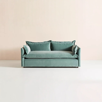 Sofa Tiga Dudukan Berbahan Beludru Jepang Minimalis Nordik, Ruang Tamu Model Lurus, Furnitur Ukuran Kecil