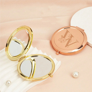 Manufacturer Custom Round Shape Portable Hand Pocket Mirror Custom Folding Mini Purse Compact Makeup Mirror