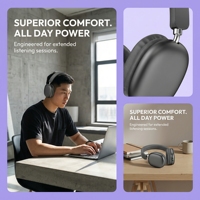 Casque de jeu sans fil GENAI de type bandeau, étanche IPX3, avec annulation active du bruit (ANC) pour la charge Type-C V5.3