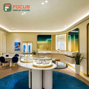 Luxury Wooden <b>Jewelry</b> Counter Glass Display Cabinet LED Light Modern <b>Jewelry</b> Store Showcase and Counter - Product Image 5