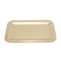 Plateau de service en acier inoxydable doré de forme rectangulaire