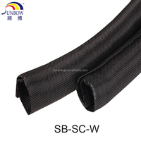 Cinta trenzada autoadhesiva UL94 V0 PET Tetoron SB-SC-W, protector de cables resistente a altas temperaturas y al desgaste.