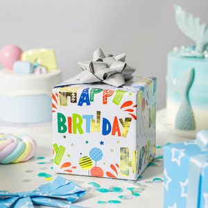 Happy Birthday Wrapping Paper Roll 46.5 Sq Ft Colorful Gold Foil Balloon Stars Gift <b>Wrap</b> for Kids Adults Birthday Party - Product Image 6
