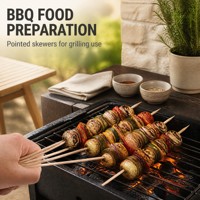Brochettes en bambou écologiques antiadhésives à long manche, vertes et longues, pour barbecue et cuisine en plein air