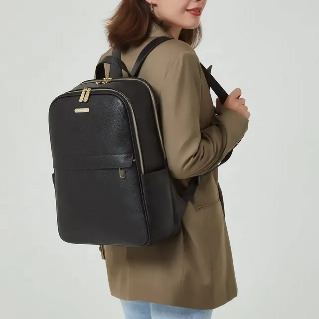 Genuine Leather Backpacks Ladies Travel Bag Fashion Design Business School Laptop Backpack For Women