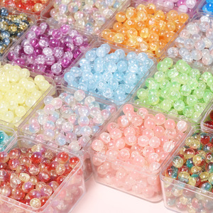 Nouvelles perles rondes en verre glacé artisanal <span class=keywords><strong>de</strong></span> 10 mm, trois couleurs, effet craquelé, pour la fabrication <span class=keywords><strong>de</strong></span> bijoux DIY, bracelets, accessoires, colliers - Product Image 1