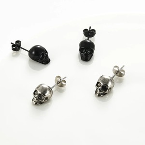 1 Par de Pendientes de Acero Inoxidable con Diseño de Calavera para Mujer, Estilo Gótico Punk, Plateados y Negros, para Fiestas Hip Hop, Cosplay, Joyería, Regalo - Product Image 3