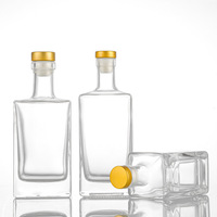 Nouveau Design En Stock Carré 750Ml Cristal Flint Verre Whisky Vin Esprit Bouteille De Liqueur Avec Couvercle En Liège