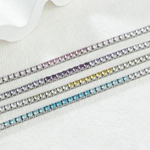 Pulseras Vintage de Moda para Mujer, Pulsera de Acero Inoxidable Personalizada con Circonita, Oro y Zafiro, Pulseras de Tenis para Mujer y Niña - Product Image 2