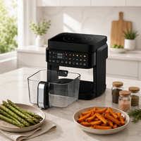 Friteuse à air et cuisinière à induction 2 en 1 noir mat avec fenêtre de visualisation en verre et écran tactile numérique pour petite famille