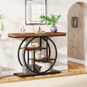 Custom 5 Tier Modern <strong>Storage</strong> <strong>Console</strong> <strong>Table</strong> <strong>with</strong> Charging Station Industrial <strong>Narrow</strong> Sofa Entryway Furniture for Bedroom - Product Image 6