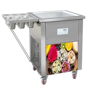 Máquina comercial de helado frito de gran venta, máquina de rollos de helado instantáneo con una sola placa cuadrada, máquina de rollos de helado frito - Product Image 1