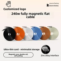 Cable Plano Magnético de 240W con Doble Conector Tipo-C para Carga Rápida y Transferencia de Datos para Teléfonos Móviles iPhone