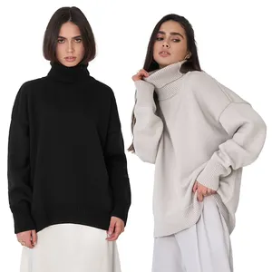 2022 100% Cashmere Knit Ladies Half Turtleneck Pullover Solid Color Long Sleeve Knitted Sweater