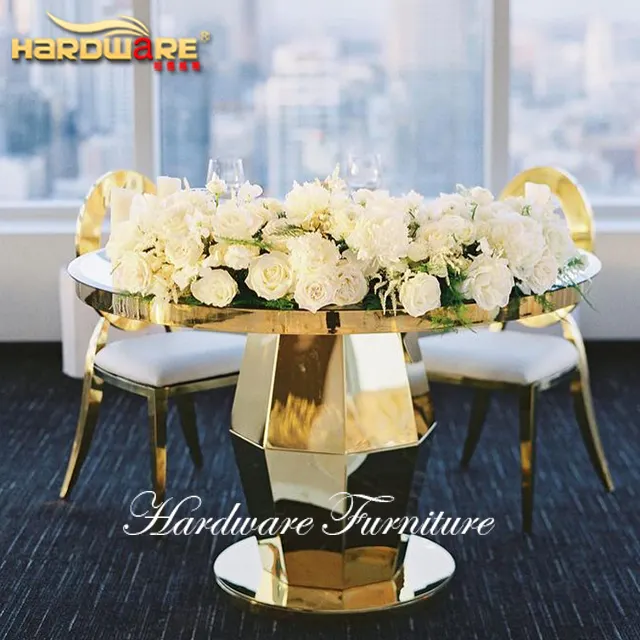 Espejo superior mesas redondas de acero inoxidable para eventos fiesta boda