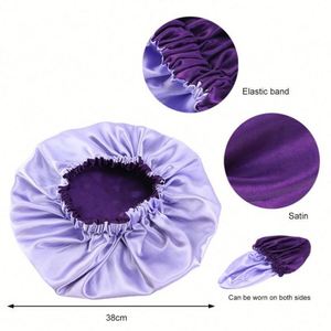 Gorro de Dormir y Ducha de Seda Suave de Doble Capa, Forrado de Satén, de 38 cm (15 Pulgadas), para Cabello Rizado Natural, Ideal para Regalo - Product Image 1
