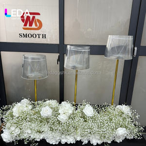 LEDA Ensemble de 3 bougeoirs en verre et métal avec pieds dorés, support d'abat-jour, centre de table pour mariage, décoration d'hôtel, de maison et d'événements - Product Image 6